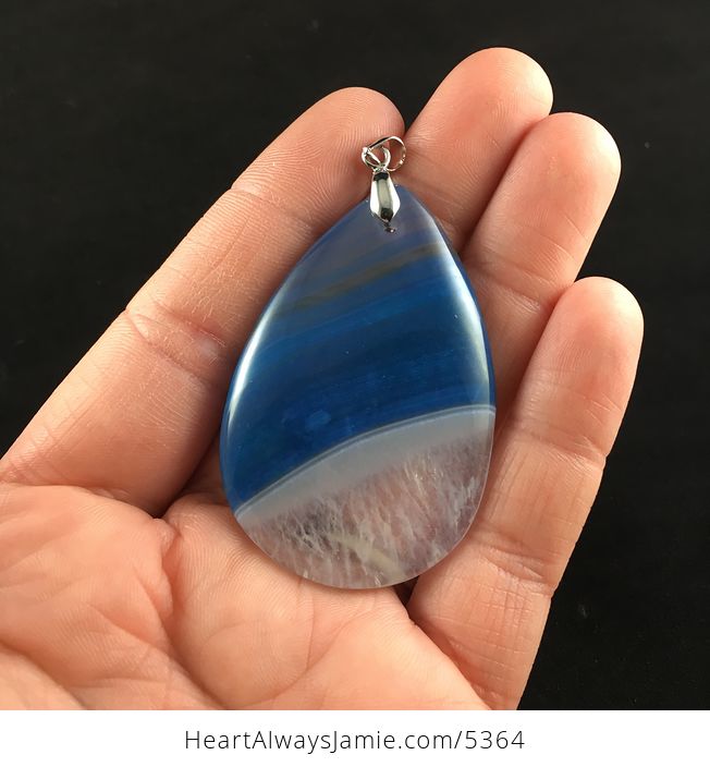 Blue and White Druzy Agate Stone Jewelry Pendant - #9tRVOB4KUF0-1