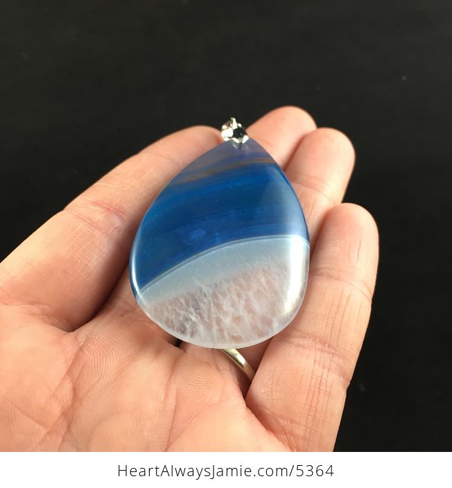Blue and White Druzy Agate Stone Jewelry Pendant - #9tRVOB4KUF0-2