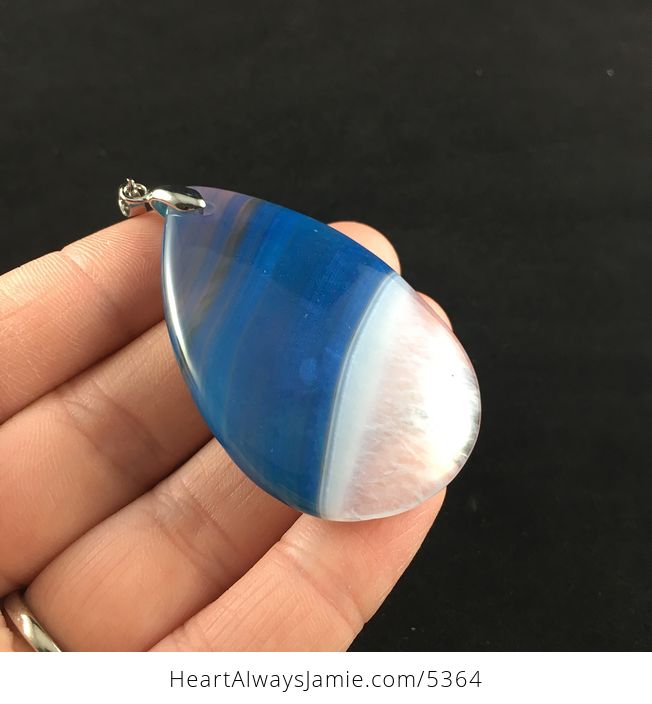 Blue and White Druzy Agate Stone Jewelry Pendant - #9tRVOB4KUF0-4