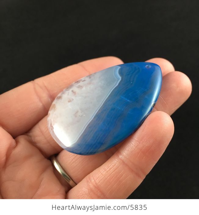 Blue and White Druzy Agate Stone Jewelry Pendant - #Ci9uoru6cZ4-3