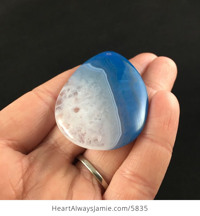 Blue and White Druzy Agate Stone Jewelry Pendant - #Ci9uoru6cZ4-2
