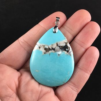 Blue and White Turquoise Stone Jewelry Pendant #x62MLTaFPkw