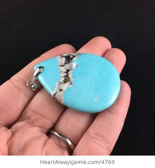 Blue and White Turquoise Stone Jewelry Pendant - #x62MLTaFPkw-3