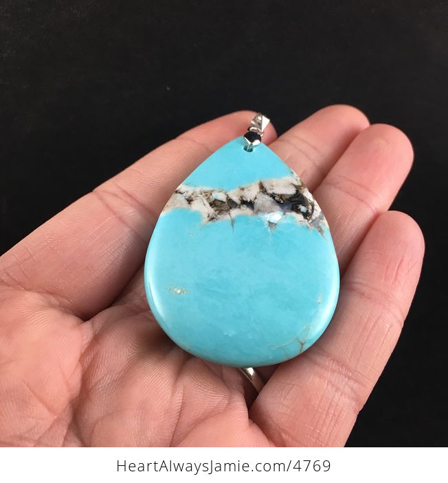 Blue and White Turquoise Stone Jewelry Pendant - #x62MLTaFPkw-2