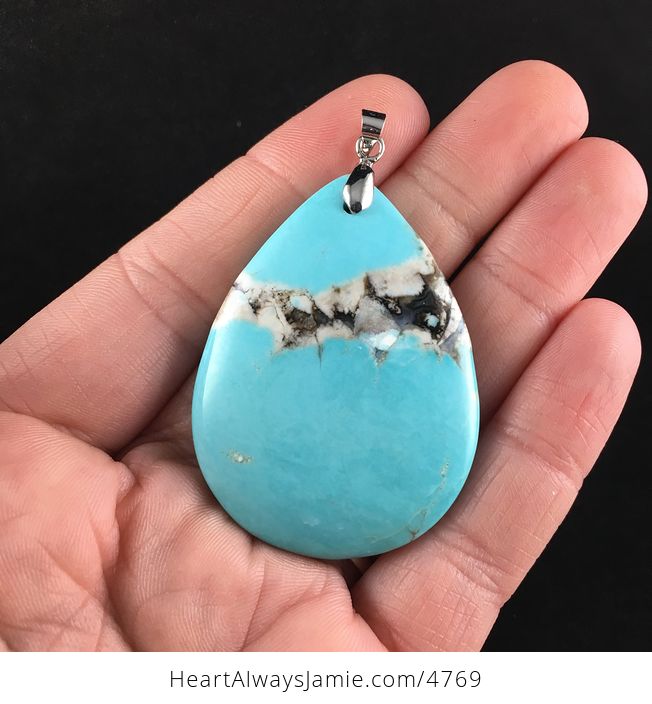Blue and White Turquoise Stone Jewelry Pendant - #x62MLTaFPkw-1