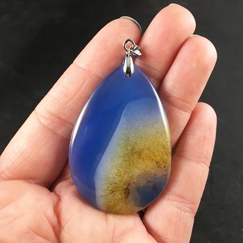 Blue and Yellow Drusy Stone Pendant #929ucW4nkxw
