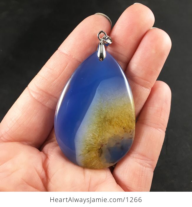 Blue and Yellow Drusy Stone Pendant - #929ucW4nkxw-1