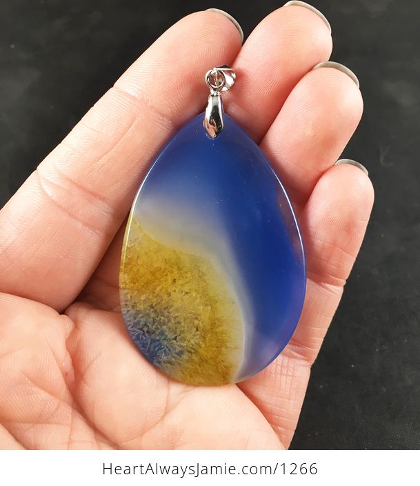 Blue and Yellow Drusy Stone Pendant Necklace - #929ucW4nkxw-2