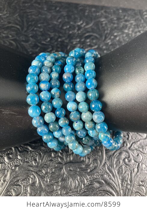 Blue Apatite 6mm Natural Gemstone Jewelry Bracelet - #yhbEhLYgMls-9