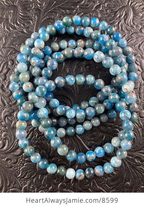 Blue Apatite 6mm Natural Gemstone Jewelry Bracelet - #yhbEhLYgMls-4