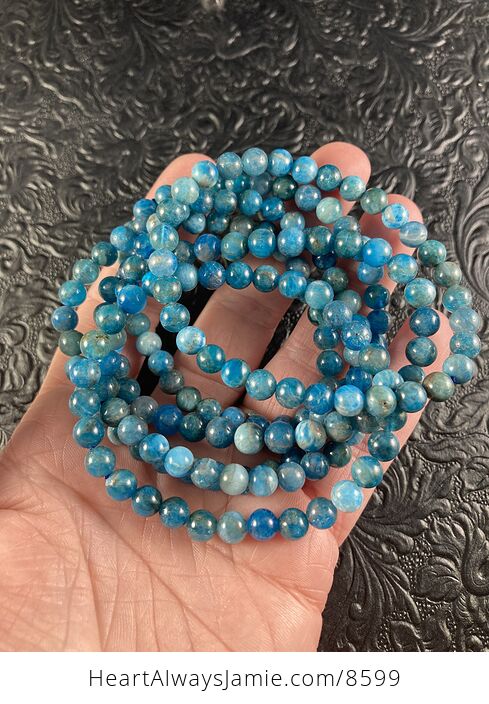 Blue Apatite 6mm Natural Gemstone Jewelry Bracelet - #yhbEhLYgMls-8