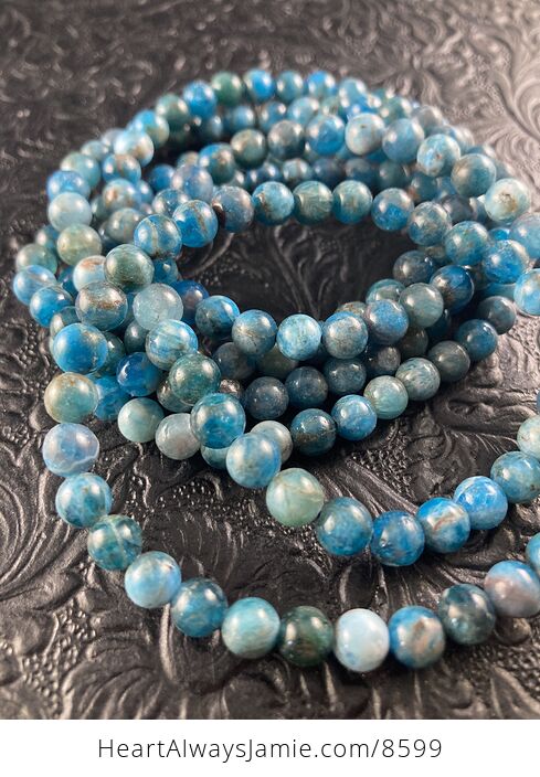 Blue Apatite 6mm Natural Gemstone Jewelry Bracelet - #yhbEhLYgMls-5