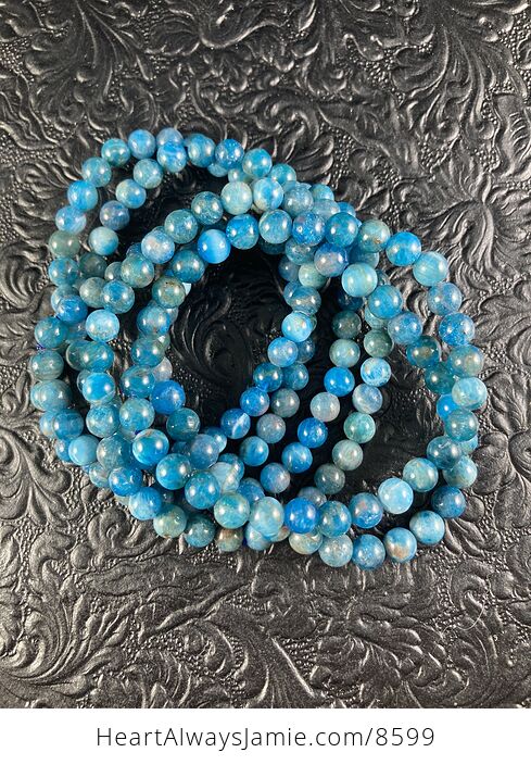Blue Apatite 6mm Natural Gemstone Jewelry Bracelet - #yhbEhLYgMls-6