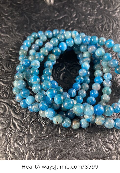 Blue Apatite 6mm Natural Gemstone Jewelry Bracelet - #yhbEhLYgMls-7