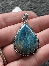 Blue Apatite Stone Crystal Jewelry Pendant #uPt6WeTLjZs
