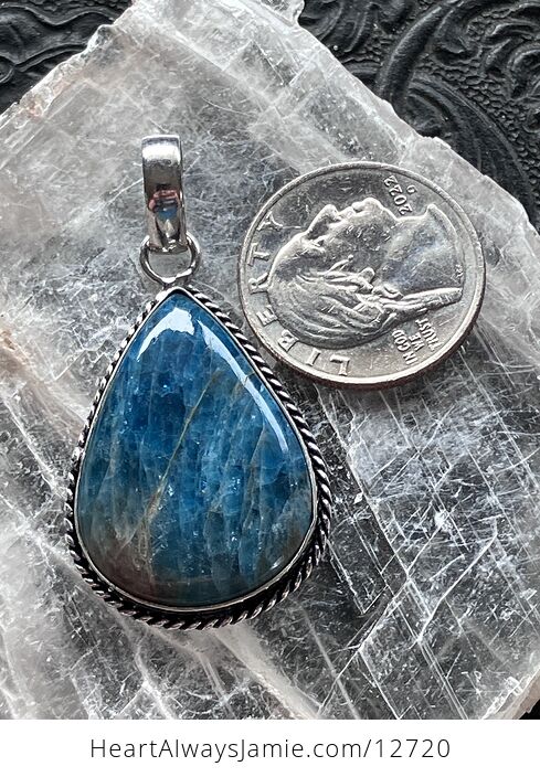 Blue Apatite Stone Crystal Jewelry Pendant - #uPt6WeTLjZs-7