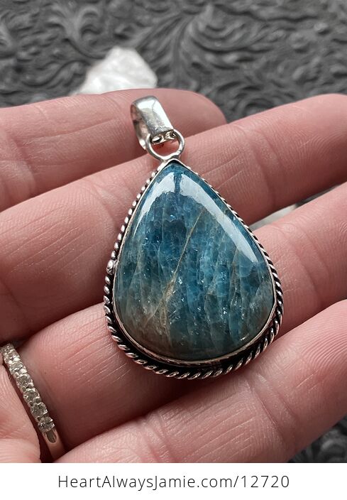 Blue Apatite Stone Crystal Jewelry Pendant - #uPt6WeTLjZs-2