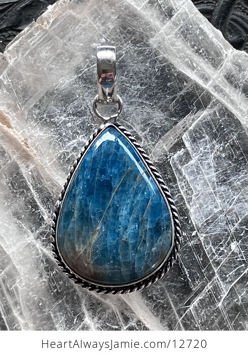 Blue Apatite Stone Crystal Jewelry Pendant - #uPt6WeTLjZs-6