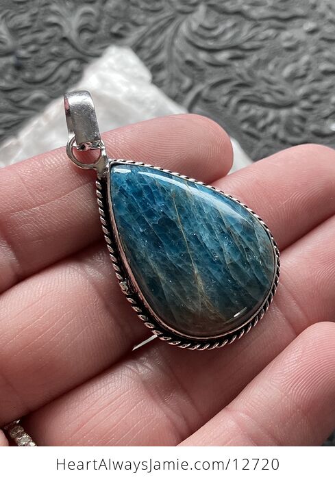 Blue Apatite Stone Crystal Jewelry Pendant - #uPt6WeTLjZs-3