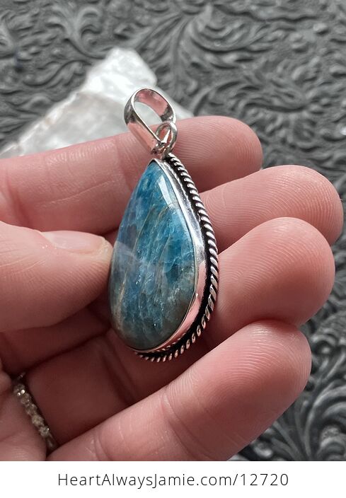 Blue Apatite Stone Crystal Jewelry Pendant - #uPt6WeTLjZs-4