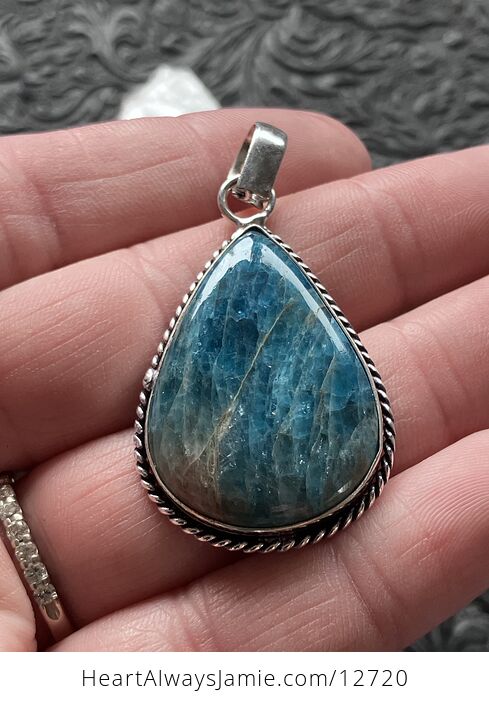 Blue Apatite Stone Crystal Jewelry Pendant - #uPt6WeTLjZs-1