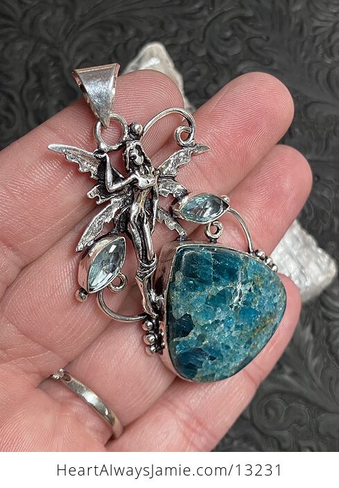 Blue Apatite Stone Fairy Crystal Jewelry Pendant - #VwW1lguex6g-4