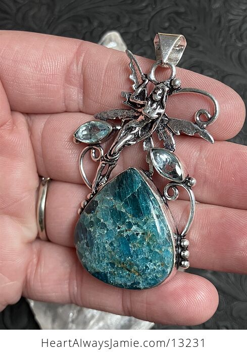 Blue Apatite Stone Fairy Crystal Jewelry Pendant - #VwW1lguex6g-5