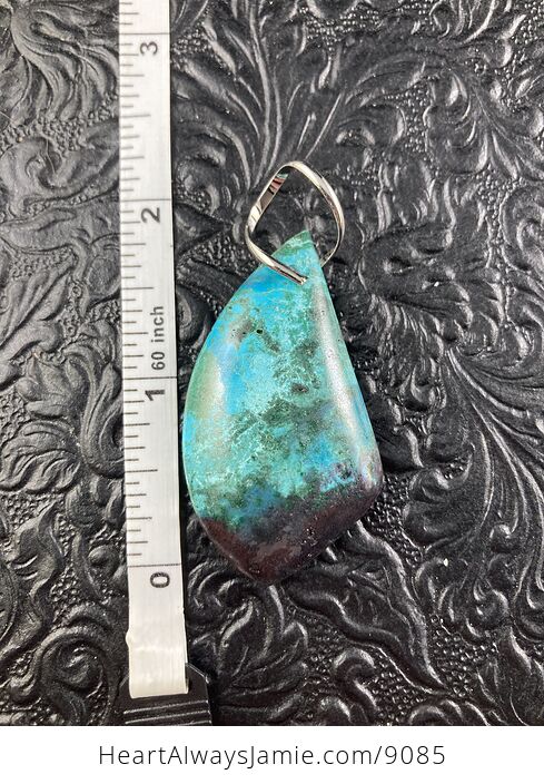 Blue Black and Green Natural Chrysocolla Stone Jewelry Pendant - #2HoPwPLIqRg-6