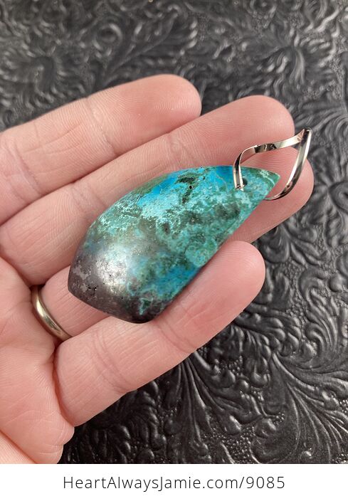 Blue Black and Green Natural Chrysocolla Stone Jewelry Pendant - #2HoPwPLIqRg-3