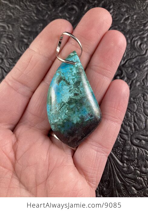 Blue Black and Green Natural Chrysocolla Stone Jewelry Pendant - #2HoPwPLIqRg-1