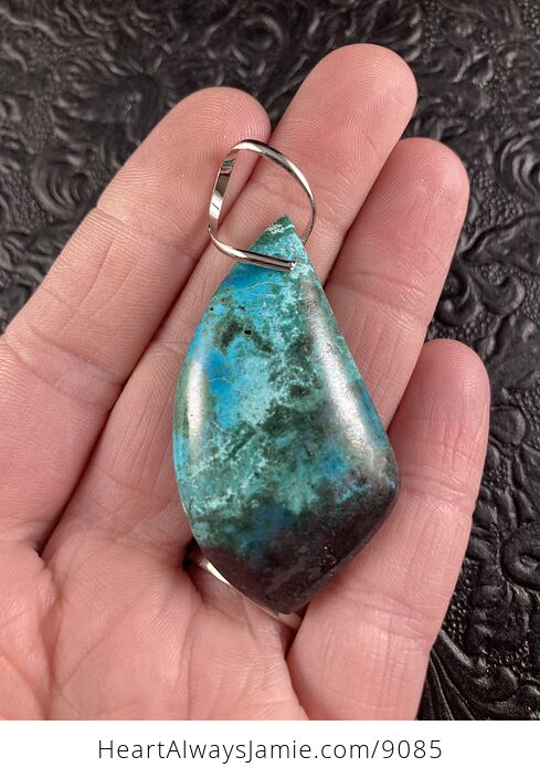 Blue Black and Green Natural Chrysocolla Stone Jewelry Pendant - #2HoPwPLIqRg-2