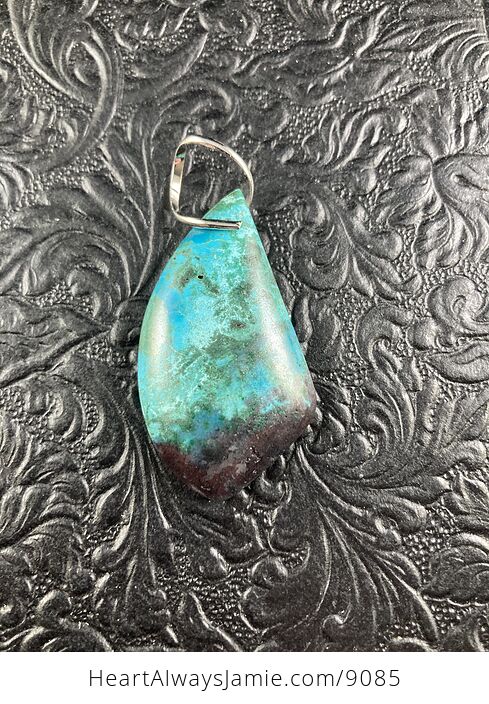 Blue Black and Green Natural Chrysocolla Stone Jewelry Pendant - #2HoPwPLIqRg-5