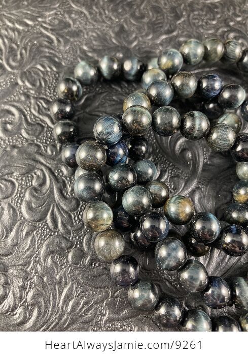 Blue Black Tigers Eye Beaded Crystal Stone Jewelry Bracelet - #SLJ1V7ivnWw-5