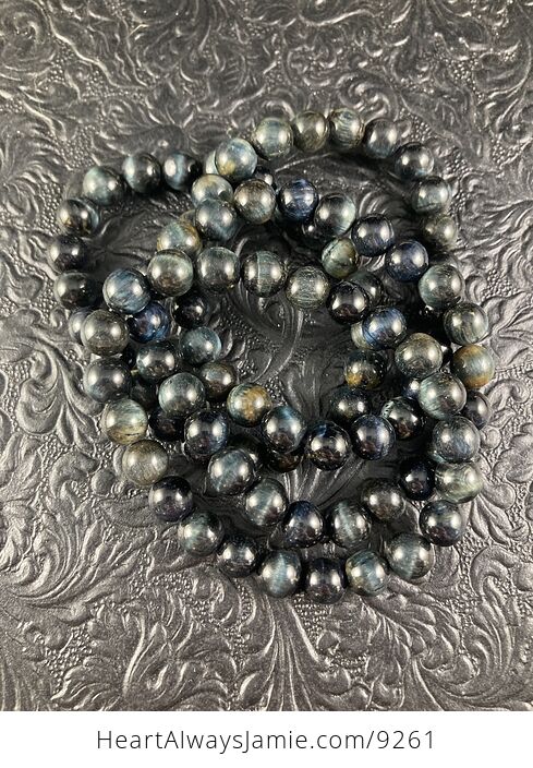 Blue Black Tigers Eye Beaded Crystal Stone Jewelry Bracelet - #SLJ1V7ivnWw-4