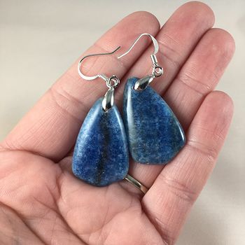 Blue Calcite Agate Stone Jewelry Earrings #IMOEBoH7MVk