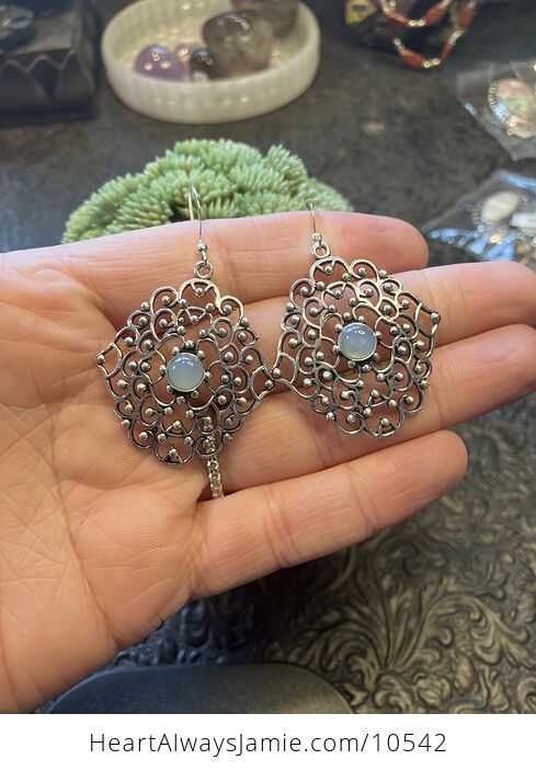 Blue Chalcedony Stone Jewelry Crystal Earrings - #w2RwfEiVWBE-2