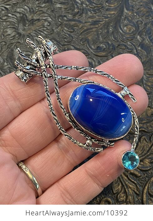 Blue Color Treated Agate Stone Jewelry Crystal Pendant - #ruq0pK2aCVk-2