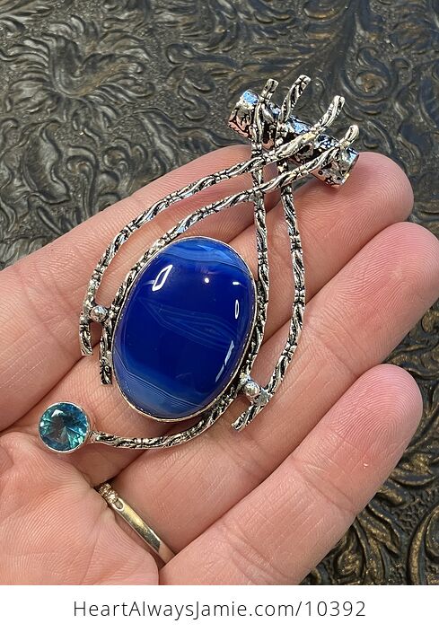 Blue Color Treated Agate Stone Jewelry Crystal Pendant - #ruq0pK2aCVk-3