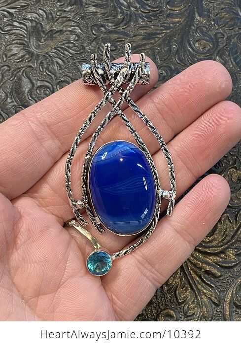 Blue Color Treated Agate Stone Jewelry Crystal Pendant - #ruq0pK2aCVk-1