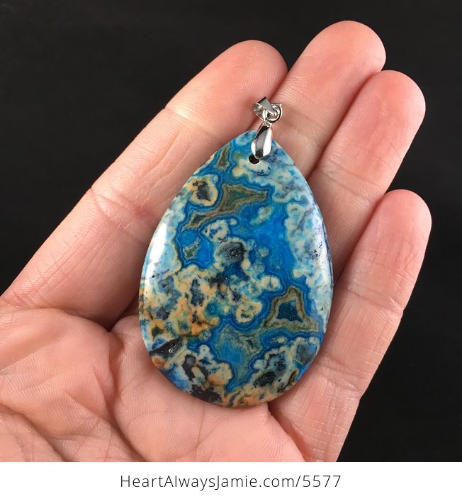 Blue Crazy Lace Agate Stone Jewelry Pendant - #vzzzI5g9d30-1