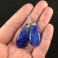 Blue Dragon Veins Agate Stone Jewelry Earrings #jZdprnCukg0