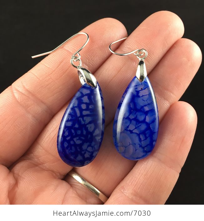 Blue Dragon Veins Agate Stone Jewelry Earrings - #jZdprnCukg0-2