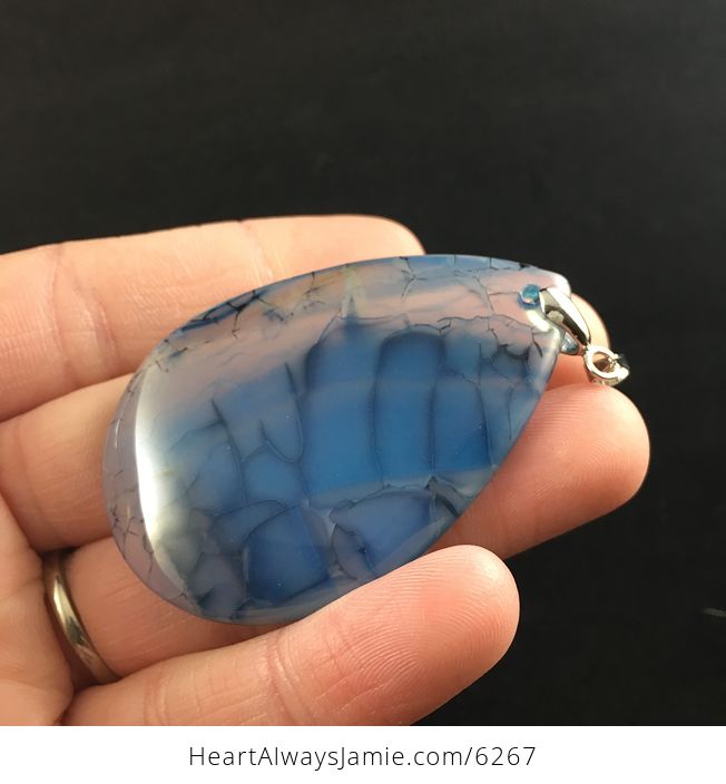Blue Dragon Veins Agate Stone Jewelry Pendant - #UIUr8832exk-3