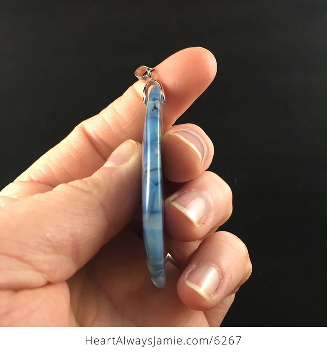 Blue Dragon Veins Agate Stone Jewelry Pendant - #UIUr8832exk-5