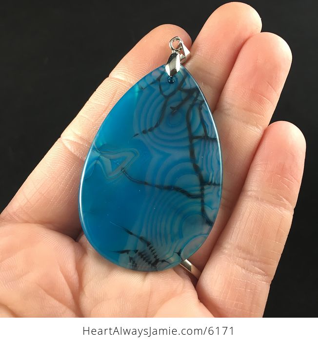 Blue Dragon Veins Agate Stone Jewelry Pendant - #ablNqHCeu3Q-6