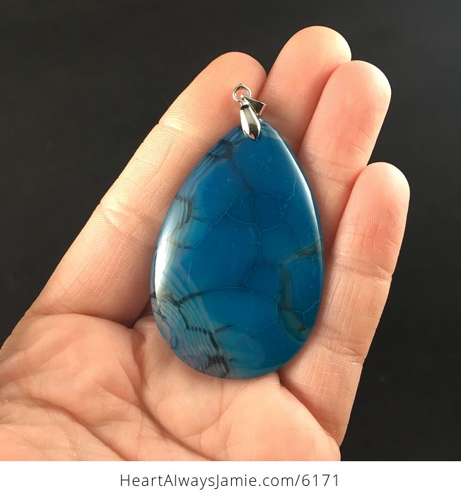 Blue Dragon Veins Agate Stone Jewelry Pendant - #ablNqHCeu3Q-1