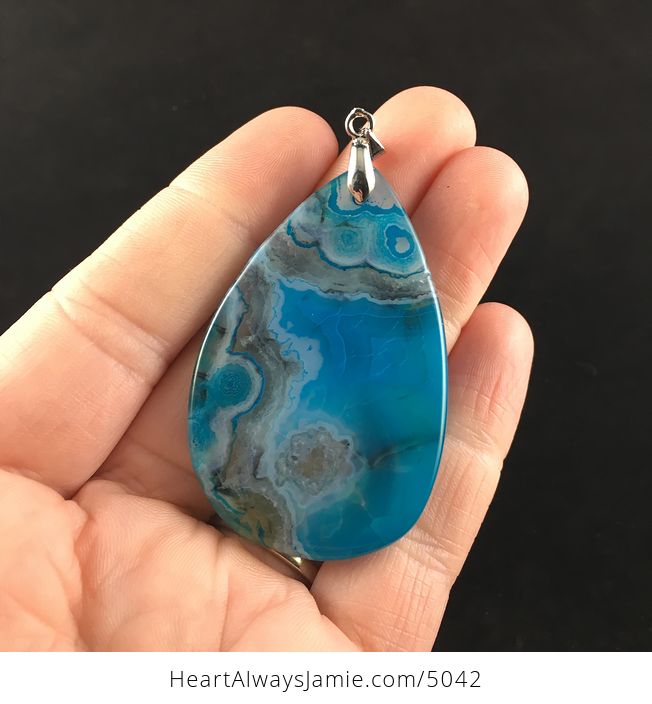 Blue Dragon Veins Agate Stone Jewelry Pendant - #jxvDCm5hgdI-6