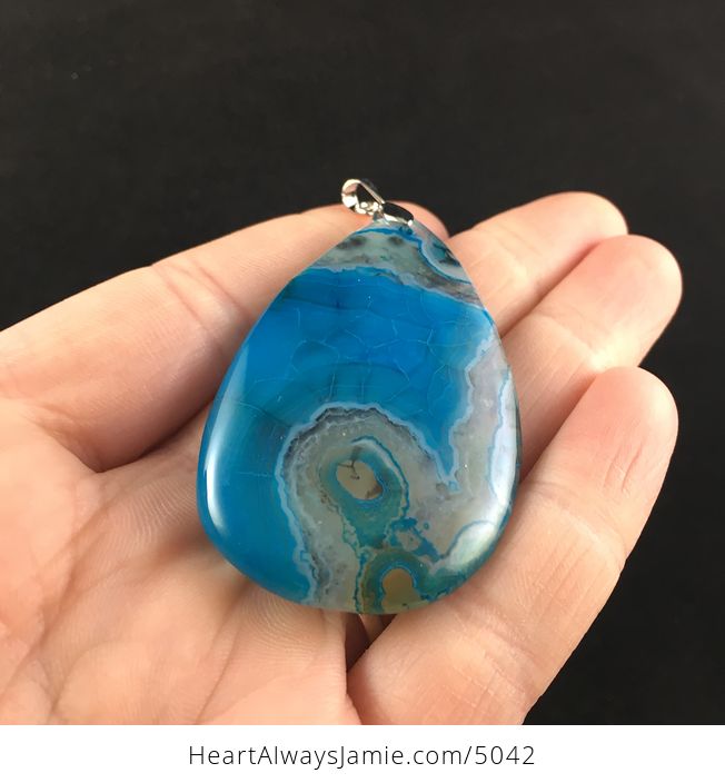 Blue Dragon Veins Agate Stone Jewelry Pendant - #jxvDCm5hgdI-2