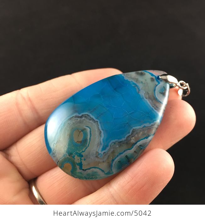 Blue Dragon Veins Agate Stone Jewelry Pendant - #jxvDCm5hgdI-3