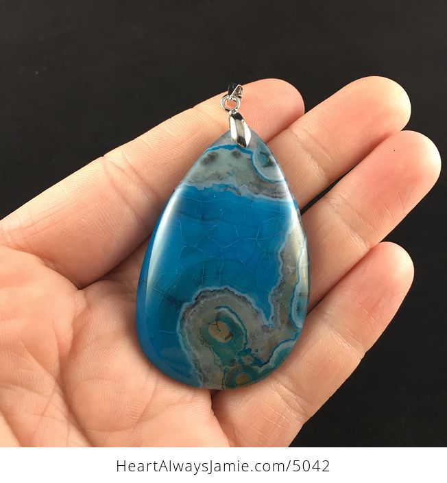 Blue Dragon Veins Agate Stone Jewelry Pendant - #jxvDCm5hgdI-1